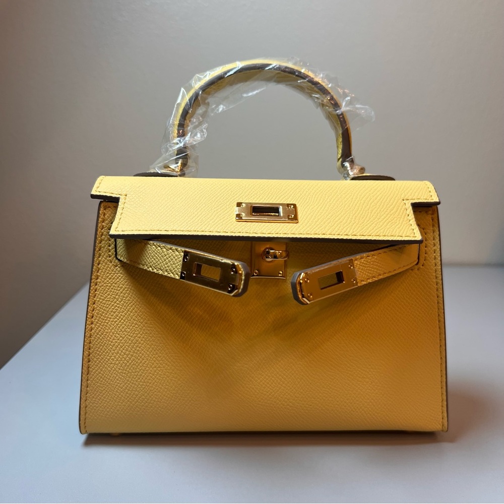 $SOLD$ Genuine Epsom Leather mini handbag with shoulder strap Gold hardware